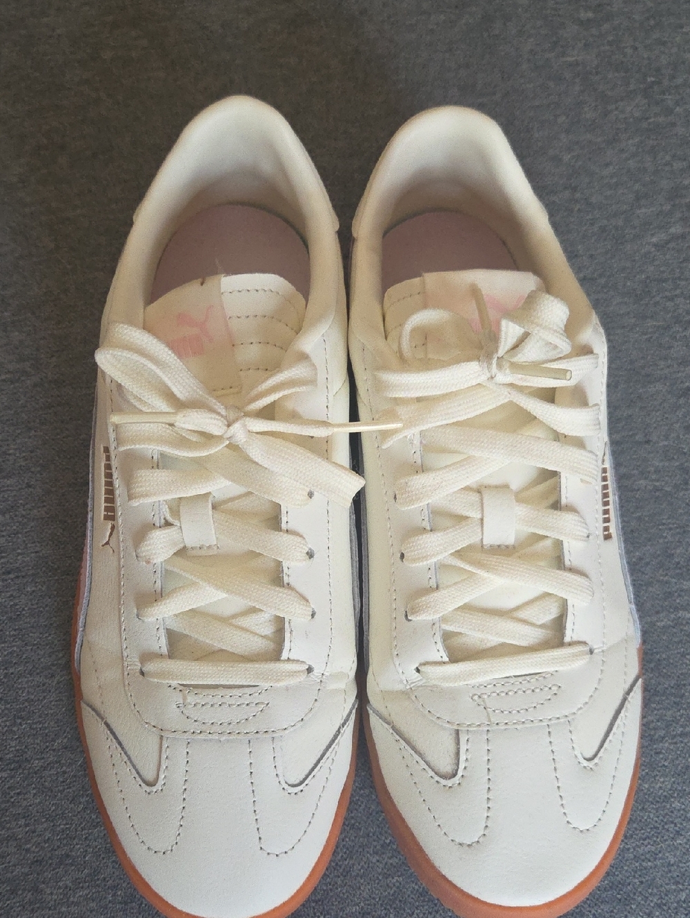 Puma Lace-Up Sneakers with Gum Outsole and Pink  Accent